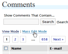 WordPress Mass Edit Mode Link for comments and comments spam