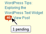 WordPress comment count hover shows number of pending posts